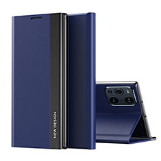 Coque Portefeuille Livre Cuir Etui Clapet L02 pour Oppo Find X3 5G Bleu