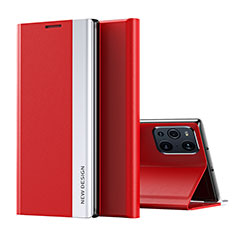 Coque Portefeuille Livre Cuir Etui Clapet L02 pour Oppo Find X3 5G Rouge