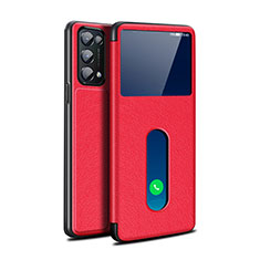 Coque Portefeuille Livre Cuir Etui Clapet L02 pour Oppo Find X3 Lite 5G Rouge