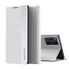 Coque Portefeuille Livre Cuir Etui Clapet L02 pour Oppo Find X3 Pro 5G Blanc