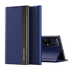 Coque Portefeuille Livre Cuir Etui Clapet L02 pour Oppo Find X5 5G Bleu