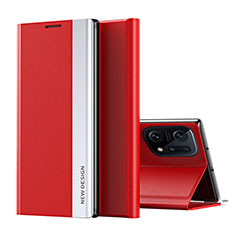 Coque Portefeuille Livre Cuir Etui Clapet L02 pour Oppo Find X5 5G Rouge