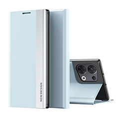 Coque Portefeuille Livre Cuir Etui Clapet L02 pour Oppo Reno8 Pro+ Plus 5G Bleu Clair