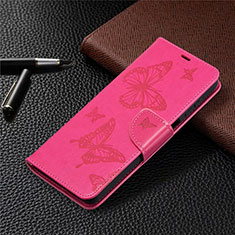 Coque Portefeuille Livre Cuir Etui Clapet L02 pour Samsung Galaxy A12 Nacho Rose Rouge