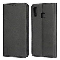Coque Portefeuille Livre Cuir Etui Clapet L02 pour Samsung Galaxy A20 Noir