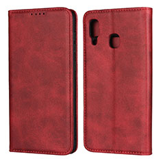 Coque Portefeuille Livre Cuir Etui Clapet L02 pour Samsung Galaxy A20 Rouge