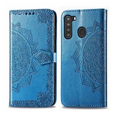Coque Portefeuille Livre Cuir Etui Clapet L02 pour Samsung Galaxy A21 Bleu Ciel