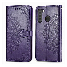 Coque Portefeuille Livre Cuir Etui Clapet L02 pour Samsung Galaxy A21 Violet