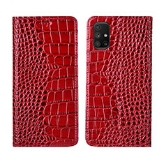 Coque Portefeuille Livre Cuir Etui Clapet L02 pour Samsung Galaxy M51 Rouge