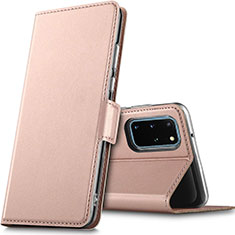 Coque Portefeuille Livre Cuir Etui Clapet L02 pour Samsung Galaxy S20 Plus 5G Or Rose