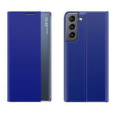Coque Portefeuille Livre Cuir Etui Clapet L02 pour Samsung Galaxy S21 5G Bleu