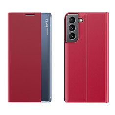 Coque Portefeuille Livre Cuir Etui Clapet L02 pour Samsung Galaxy S21 5G Rouge