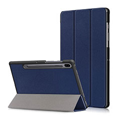Coque Portefeuille Livre Cuir Etui Clapet L02 pour Samsung Galaxy Tab S6 10.5 SM-T860 Bleu