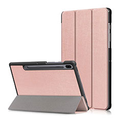 Coque Portefeuille Livre Cuir Etui Clapet L02 pour Samsung Galaxy Tab S6 10.5 SM-T860 Or Rose