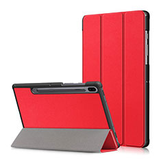 Coque Portefeuille Livre Cuir Etui Clapet L02 pour Samsung Galaxy Tab S6 10.5 SM-T860 Rouge