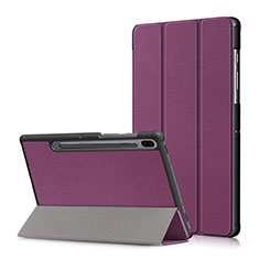 Coque Portefeuille Livre Cuir Etui Clapet L02 pour Samsung Galaxy Tab S6 10.5 SM-T860 Violet