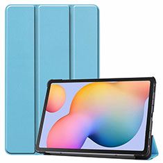 Coque Portefeuille Livre Cuir Etui Clapet L02 pour Samsung Galaxy Tab S6 Lite 10.4 SM-P610 Bleu Ciel