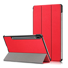 Coque Portefeuille Livre Cuir Etui Clapet L02 pour Samsung Galaxy Tab S7 11 Wi-Fi SM-T870 Rouge