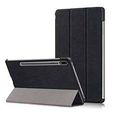 Coque Portefeuille Livre Cuir Etui Clapet L02 pour Samsung Galaxy Tab S7 Plus 12.4 Wi-Fi SM-T970 Noir