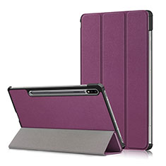 Coque Portefeuille Livre Cuir Etui Clapet L02 pour Samsung Galaxy Tab S7 Plus 5G 12.4 SM-T976 Violet