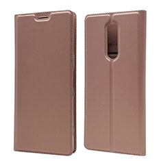 Coque Portefeuille Livre Cuir Etui Clapet L02 pour Sony Xperia 1 Or Rose