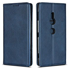 Coque Portefeuille Livre Cuir Etui Clapet L02 pour Sony Xperia XZ2 Bleu