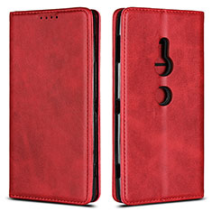 Coque Portefeuille Livre Cuir Etui Clapet L02 pour Sony Xperia XZ2 Rouge