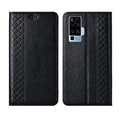 Coque Portefeuille Livre Cuir Etui Clapet L02 pour Vivo X50 Pro 5G Noir