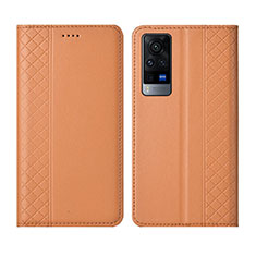 Coque Portefeuille Livre Cuir Etui Clapet L02 pour Vivo X60 5G Orange