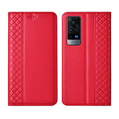 Coque Portefeuille Livre Cuir Etui Clapet L02 pour Vivo X60 Pro 5G Rouge