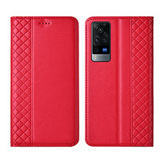 Coque Portefeuille Livre Cuir Etui Clapet L02 pour Vivo X60T 5G Rouge