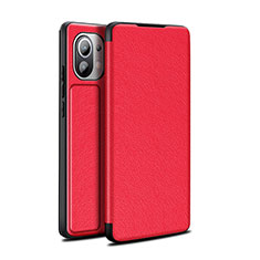 Coque Portefeuille Livre Cuir Etui Clapet L02 pour Xiaomi Mi 11 Lite 4G Rouge