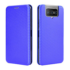 Coque Portefeuille Livre Cuir Etui Clapet L02Z pour Asus Zenfone 7 Pro ZS671KS Bleu