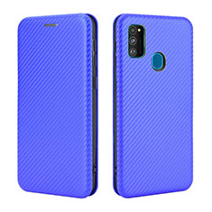 Coque Portefeuille Livre Cuir Etui Clapet L02Z pour Samsung Galaxy M21 Bleu
