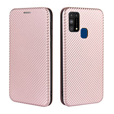 Coque Portefeuille Livre Cuir Etui Clapet L02Z pour Samsung Galaxy M21s Or Rose