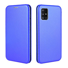 Coque Portefeuille Livre Cuir Etui Clapet L02Z pour Samsung Galaxy M51 Bleu