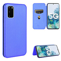Coque Portefeuille Livre Cuir Etui Clapet L02Z pour Samsung Galaxy S20 FE 4G Bleu