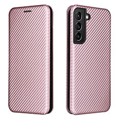 Coque Portefeuille Livre Cuir Etui Clapet L02Z pour Samsung Galaxy S21 5G Or Rose