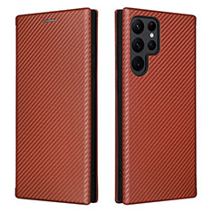 Coque Portefeuille Livre Cuir Etui Clapet L02Z pour Samsung Galaxy S21 Ultra 5G Marron
