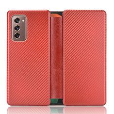 Coque Portefeuille Livre Cuir Etui Clapet L02Z pour Samsung Galaxy Z Fold2 5G Rouge