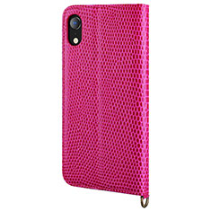 Coque Portefeuille Livre Cuir Etui Clapet L03 pour Apple iPhone XR Rose Rouge