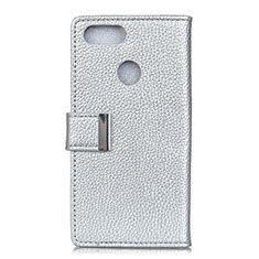 Coque Portefeuille Livre Cuir Etui Clapet L03 pour Asus Zenfone Max Plus M1 ZB570TL Argent