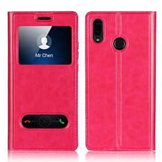 Coque Portefeuille Livre Cuir Etui Clapet L03 pour Huawei Nova 3e Rose Rouge
