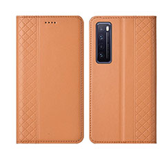 Coque Portefeuille Livre Cuir Etui Clapet L03 pour Huawei Nova 7 5G Orange