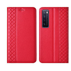 Coque Portefeuille Livre Cuir Etui Clapet L03 pour Huawei Nova 7 5G Rouge