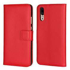 Coque Portefeuille Livre Cuir Etui Clapet L03 pour Huawei P20 Rouge