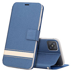 Coque Portefeuille Livre Cuir Etui Clapet L03 pour Oppo Reno4 Z 5G Bleu