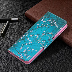Coque Portefeuille Livre Cuir Etui Clapet L03 pour Samsung Galaxy A12 Nacho Bleu Ciel