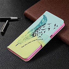 Coque Portefeuille Livre Cuir Etui Clapet L03 pour Samsung Galaxy F12 Cyan