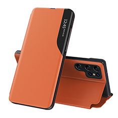 Coque Portefeuille Livre Cuir Etui Clapet L03 pour Samsung Galaxy S21 Ultra 5G Orange